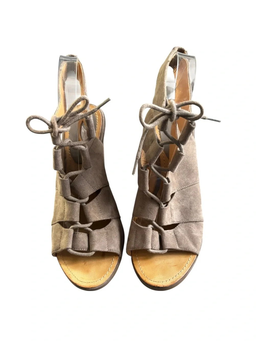 Melrose and Market lace-up taupe faux Swede wedge lace up shoe Size 10M